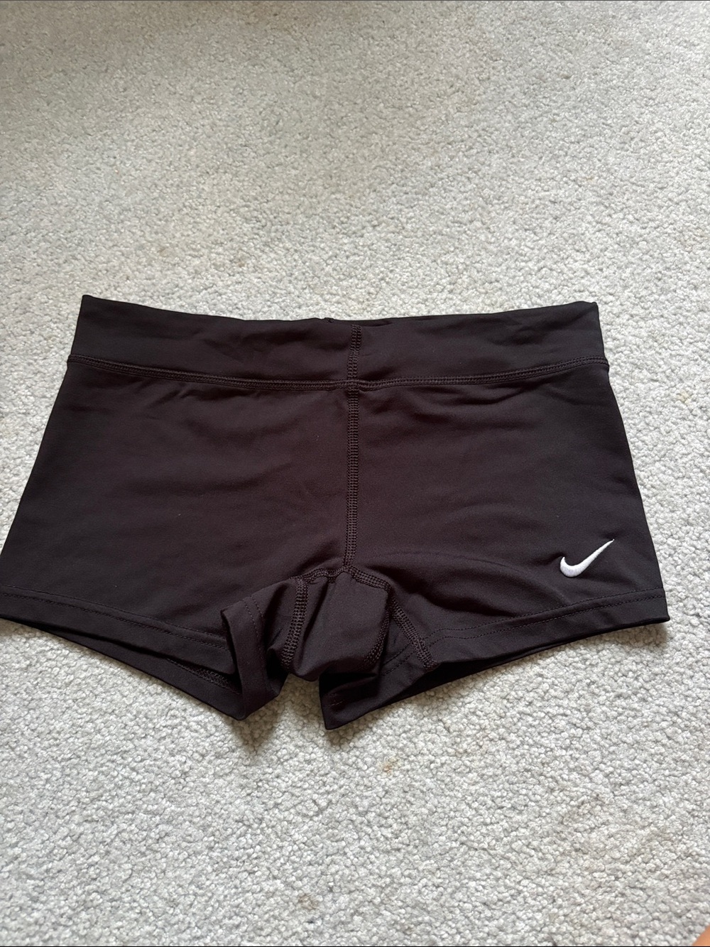 Nike Black Women's Performance Spandex Shorts with White Swoosh